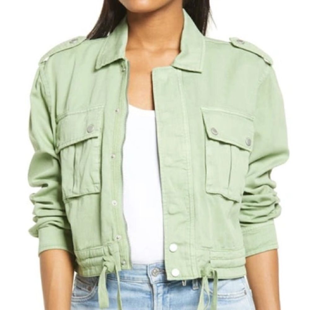 BLANKNYC Twill Utility Jacket Green 100% Cotton Lightweight Pockets Size Small
